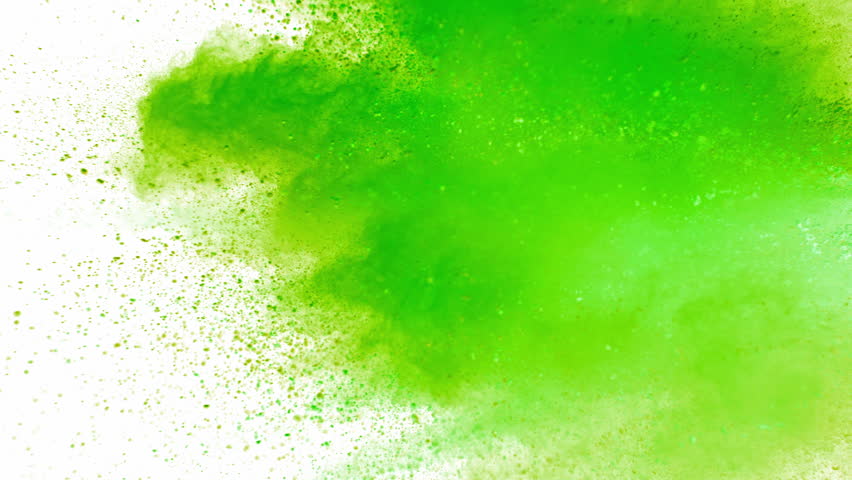 Super Slow Motion Shot of Matcha Powder Explosion Isolated on White Background at 1000fps.