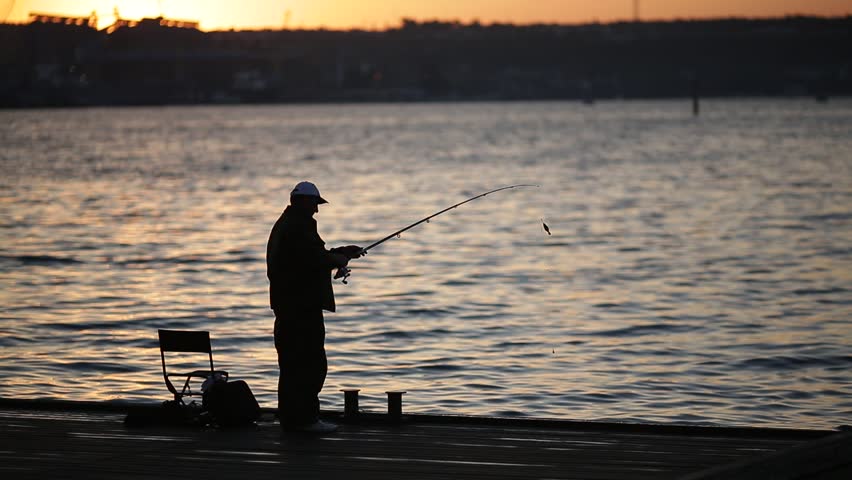 Fishing at sunrise