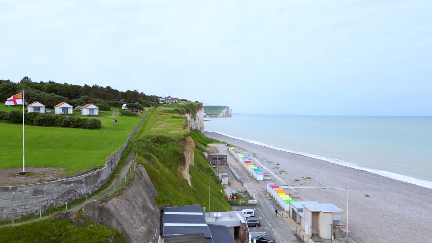 France, Normandy drone, plage de criel
