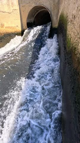The Khadzhibey Estuary, dirty water from Odessa city treatment facilities is discharged into a reservoir, eutrophication of inland waters, Ukraine