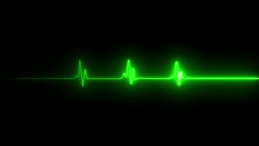 glowing neon line heart beat icon animation, Pulse Trace, Monitor EKG Neon blue Heart Beat Animation black Background	