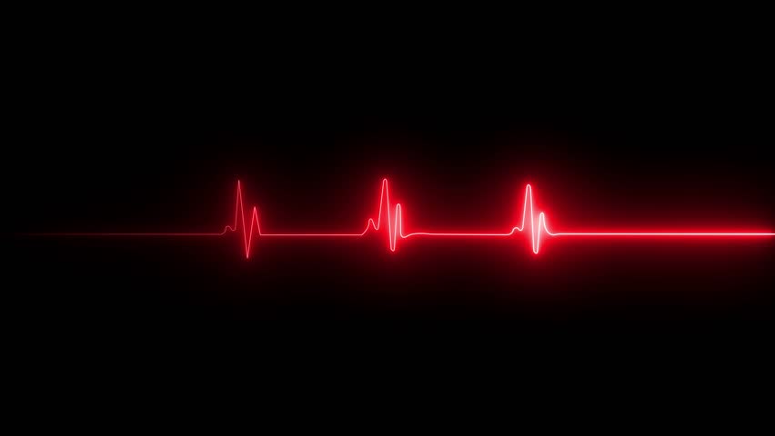 glowing neon line heart beat icon animation, Pulse Trace, Monitor EKG Neon blue Heart Beat Animation black Background	