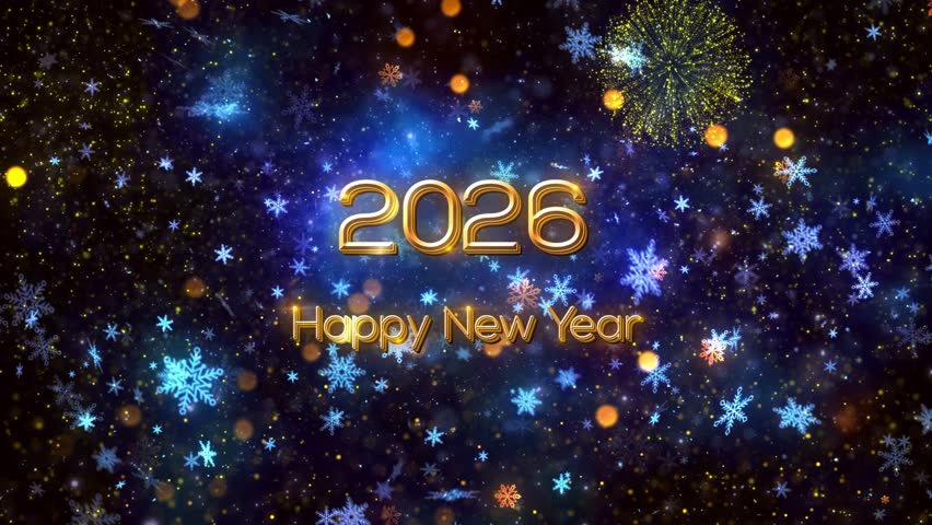 4K, 3840 x 2160 Pixels Resolution, 2026 Happy New Year Wishes Background Animation, 
High Quality Happy New Year Intro Opener Background for Year 2026