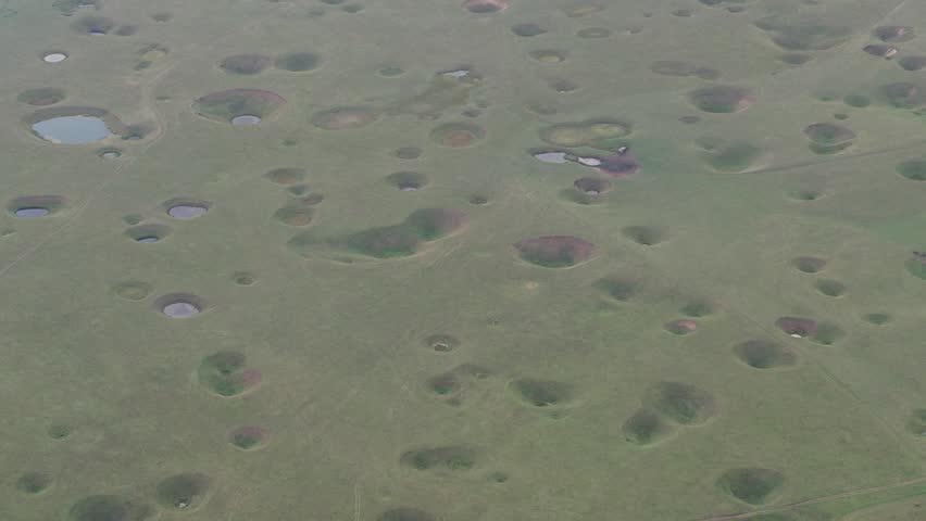 Lunar landscape over a karst field in Bashkiria, Russia in summer