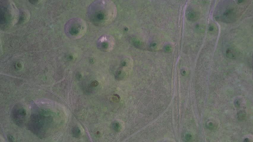 Lunar landscape over a karst field in Bashkiria, Russia in summer