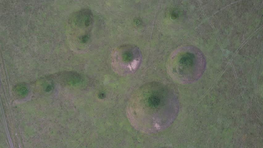 Lunar landscape over a karst field in Bashkiria, Russia in summer