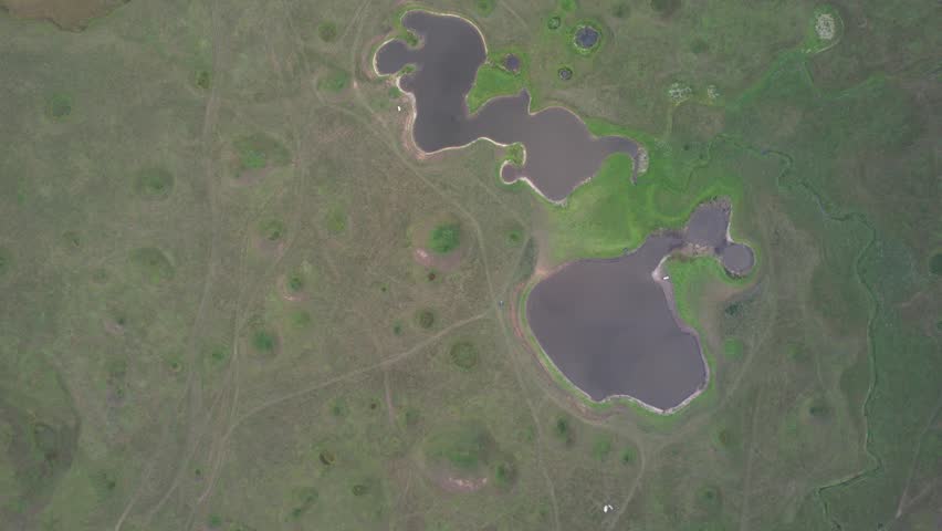 Lunar landscape over a karst field in Bashkiria, Russia in summer