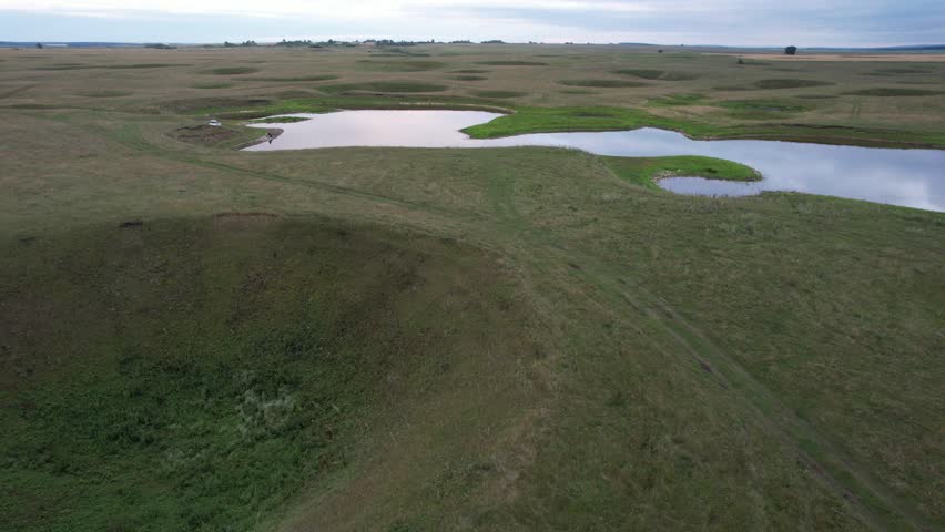 Lunar landscape over a karst field in Bashkiria, Russia in summer