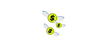 Flying dollar coins with wings 2D cartoon object animation. Floating currency through air. Money freedom. Spending concept. Economic metaphor animated flat colorful item 4K video isolated on white - Powered by Shutterstock - Get 15% off with code: PIKWIZARD15