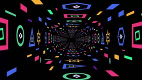 Abstract Geometric Tunnel Animation Colorful Shapes Motion Background Futuristic Digital Art Seamless Loop Retro Style 80s Vibe Synthwave Aesthetic Endless
 - Powered by Shutterstock - Get 15% off with code: PIKWIZARD15