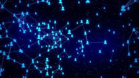 Digital social network with glowing blue user icons. symbolizing social media. online communities. global communication. - Powered by Shutterstock - Get 15% off with code: PIKWIZARD15