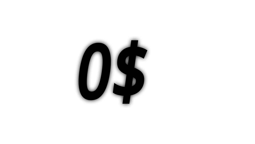 Dollar count 0 to 200 text icon animation.Numbers of dollar money currency counting text icon. dollar price number countdown.