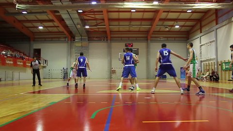 RIJEKA, CROATIA - MAY 9: Basketball match between Skrljevo (white) and Hermes Analitica (blue); 2nd Croatian Basketball League on May 9, 2012 in Rijeka