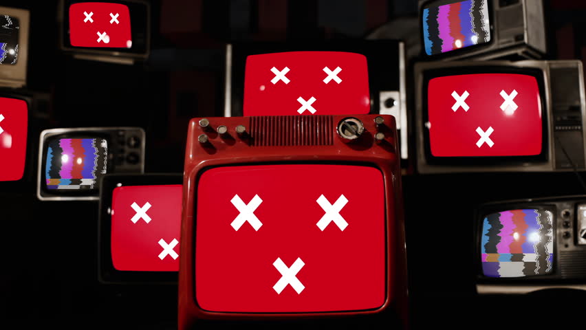 Breda City Flag on Retro Televisions With Glitch and Static - 4K