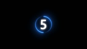Digital neon countdown 5 seconds animation. Timer Start from 5 to 0 second.5 seconds number countdown on black background. - Powered by Shutterstock - Get 15% off with code: PIKWIZARD15
