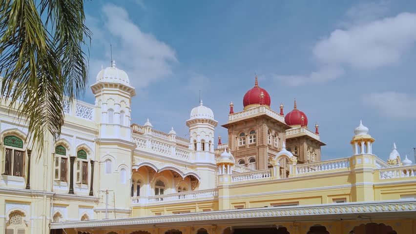 Beautiful view of Mysore palace in sunny day, Mysore, India.