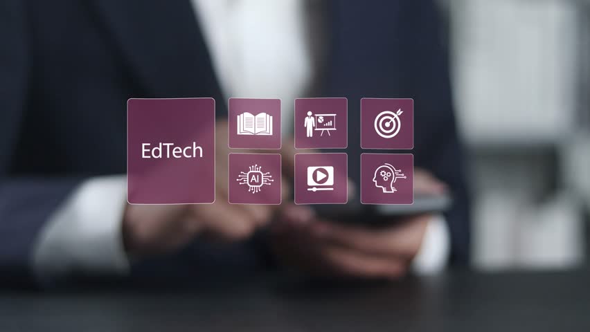 EdTech (Education Technology) concept, Online E-learning education, internet lessons and online webinar, AI enhanced learning with personalized courses. - Powered by Shutterstock - Get 15% off with code: PIKWIZARD15