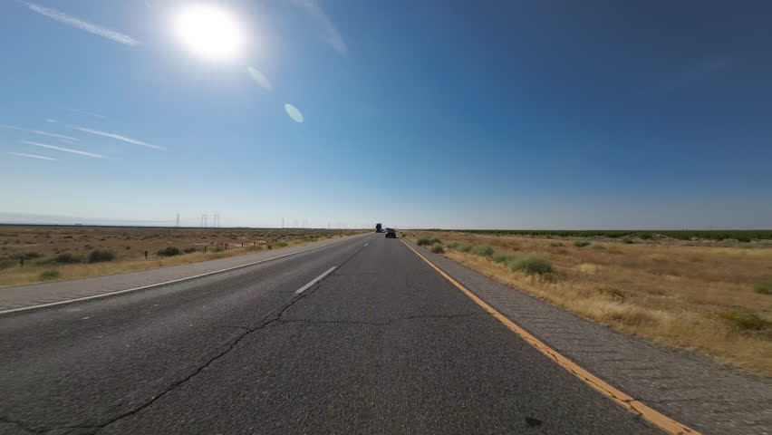 Bakersfield Farmland 5 South Rear View Driving Plates 03 California USA Ultra Wide