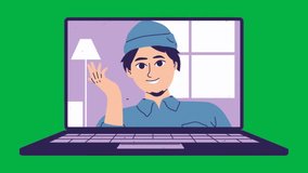 Animated Video of Man in Laptop Green Screen Animation Video for Online Meetings, Remote Communication, and Virtual Interaction - Powered by Shutterstock - Get 15% off with code: PIKWIZARD15
