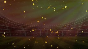 Field of stadium with bright spotlights. View of an football stadium with Confetti falling. - Powered by Shutterstock - Get 15% off with code: PIKWIZARD15