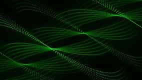 Seamless loop animation of abstract curve form made of glowing green dots on a dark background. Futuristic screensaver for science fiction, programming and computer technology art. Looped 4K 60fps - Powered by Shutterstock - Get 15% off with code: PIKWIZARD15