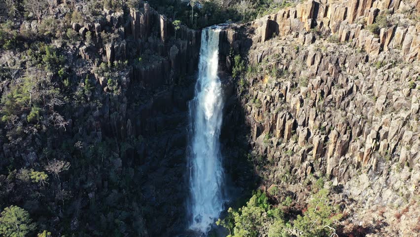 Pelverata Falls, Snug Tiers Nature Recreation Area, Pelverata, Tasmania Aerial Drone 4K