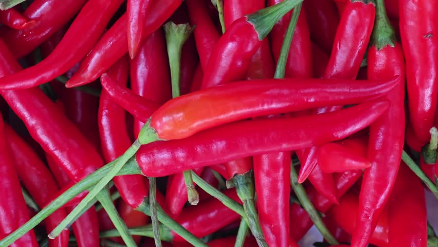 Fresh red chili peppers on background