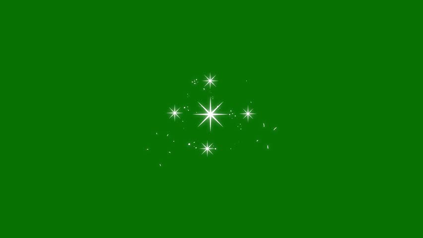 Star twinkling, stars shine effect, sparkle star glowing animation, blinking light on green background. Cartoon smoke burst fx, glitter sparkle trail, manga flashes, and pop-up explosions in 4k