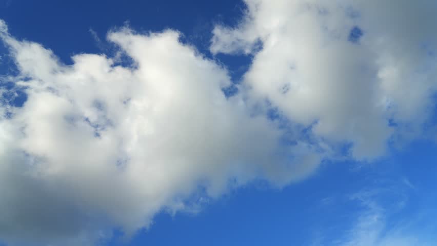 Sky time-lapse photography, rapid movement of white clouds