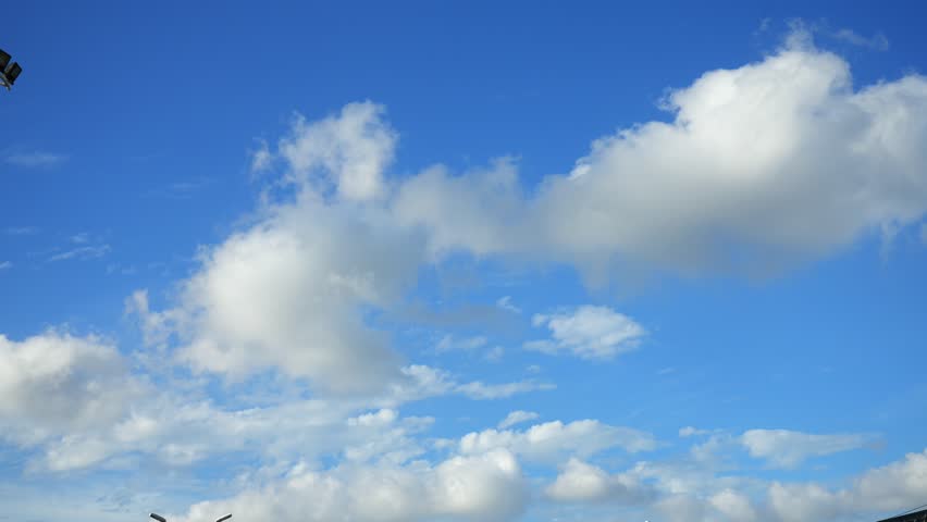 Sky time-lapse photography, rapid movement of white clouds
