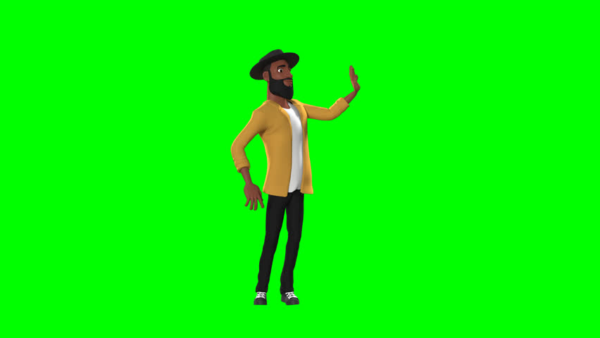 Draxen Lumic 3D green screen photographer giving a cheerful hi5 gesture, perfect for creative projects, video overlays, and versatile digital content.