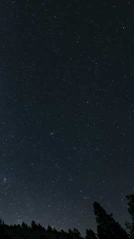 Vertical Shot Universe Star Trails of Summer Astrophotography Night Sky Time Lapse in California USA