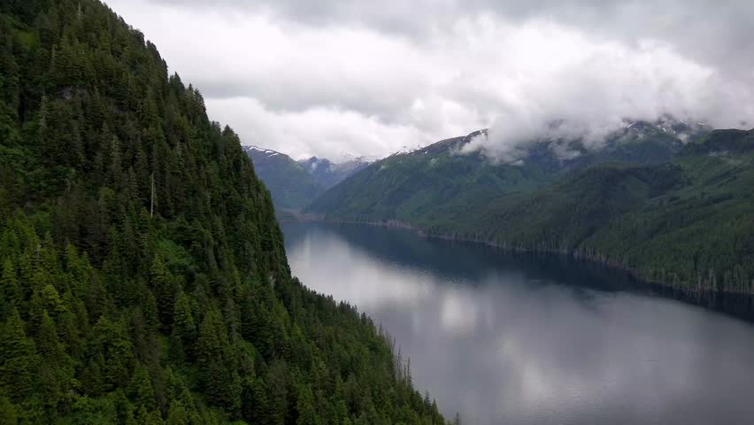 aerial blue lake near sitka alaska