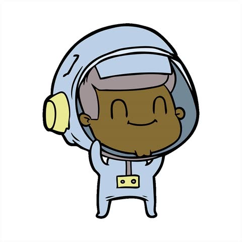 Simple looping animated happy cartoon astronaut man