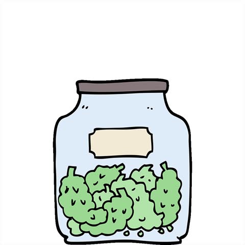 Simple looping animated hand drawn doodle style cartoon cannabis dispensary jar