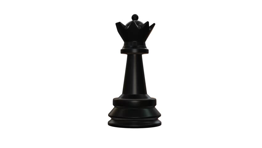 3D Black Chess Queen Piece Isolated on White Background – Strategy and Board Game Concept Illustration