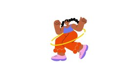 A flat style animated illustration showing a person doing hula hoop exercise - Powered by Shutterstock - Get 15% off with code: PIKWIZARD15