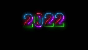 Abstract 2022 neon text animation , two color neon Glowing number text background 4k video. abstract glowing neon text icon 2022 on black background. - Powered by Shutterstock - Get 15% off with code: PIKWIZARD15
