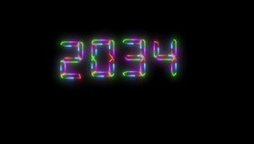 2034 neon text background animation. Glowing neon number text happy new year background. - Powered by Shutterstock - Get 15% off with code: PIKWIZARD15