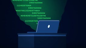 Laptop with flowing code animation showing cybersecurity hacking and data processing - Powered by Shutterstock - Get 15% off with code: PIKWIZARD15