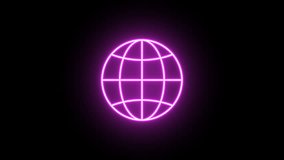 Neon world icon animation, color flicker. Glowing neon globe icon, looped color blink animation. International network, digital world, global internet, earth planet sign. 4 colors - Powered by Shutterstock - Get 15% off with code: PIKWIZARD15