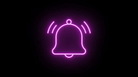 Neon bell icon animation, color flicker. Glowing neon ringing bell icon, looped color blink animation. Jingle bell, alarm sound, notification alert, reminder signal, new message. 4 colors - Powered by Shutterstock - Get 15% off with code: PIKWIZARD15