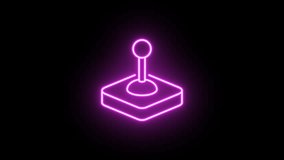 Neon control joystick icon, color flicker animation. Glowing neon arcade joystick icon, looped color blink animation. Retro controller, game joypad, vintage control lever. 4 colors - Powered by Shutterstock - Get 15% off with code: PIKWIZARD15