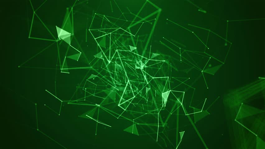 Abstract hi-tech futuristic 3D plexus motion green background, composition modern animation