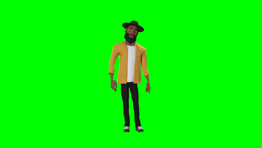 3D green screen animation of Draxen Lumic, a stylish photographer walking confidently, perfect for creative projects, marketing visuals, and multimedia content.