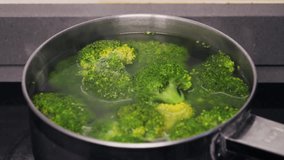 Green broccoli florets simmer. Healthy simple delicious food. - Powered by Shutterstock - Get 15% off with code: PIKWIZARD15