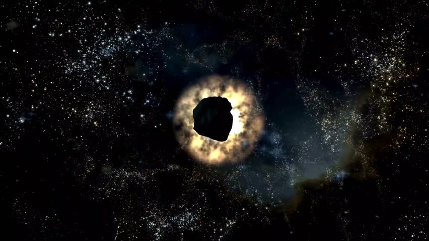 Cinematic 3D Animation of a Stunning Flight Through an Asteroid Belt in Outer Space with Dramatic Sky Views and Asteroid Collisions in HD 1080.