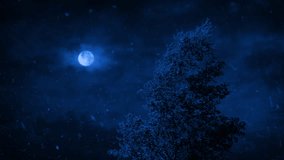 Tree In Snow And Wind On Stormy Night - Powered by Shutterstock - Get 15% off with code: PIKWIZARD15