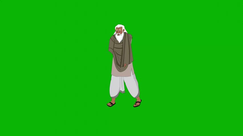Indian Man Walk Cycle Animation | Elderly Male Character Walking | Flat Design