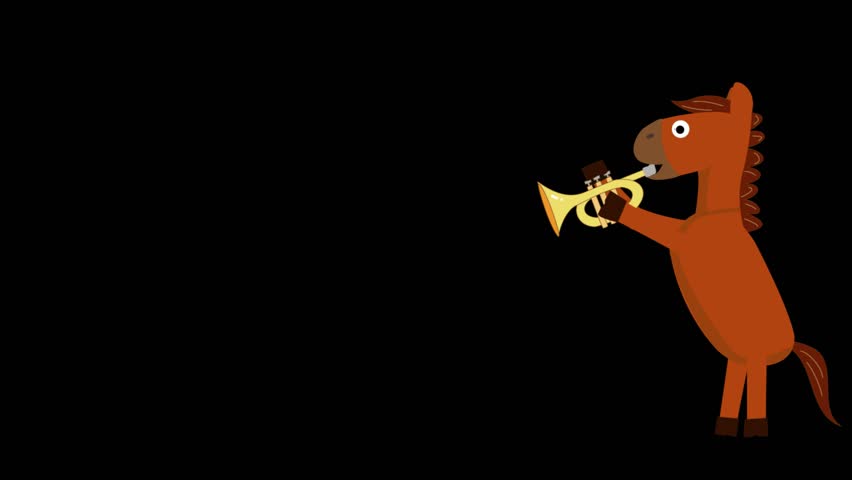 This is a video clip for a New Year's card for 2026. A horse plays a musical instrument to celebrate the New Year.